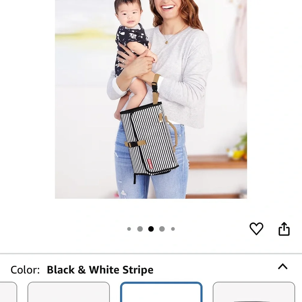 Skip Hop Striped Toiletry Bag with Tan Accents